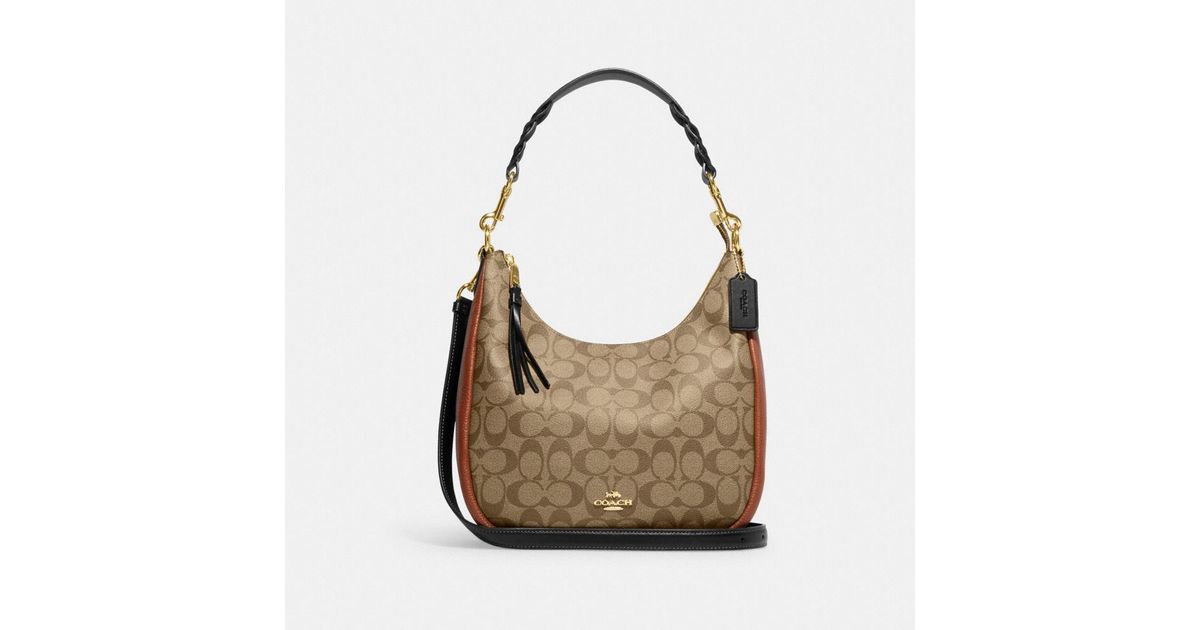 Coach Outlet Jules Hobo aus SignatureCanvas mit Colourblock in Braun