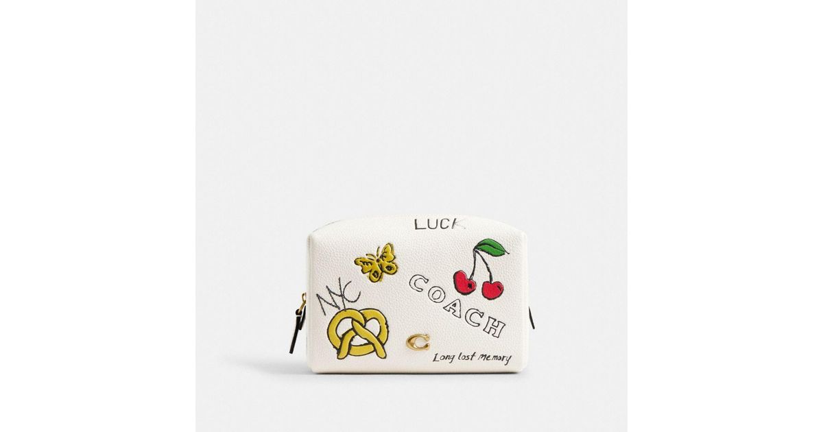 COACH Essential Cosmetic Pouch With Sketch Print in White | Lyst