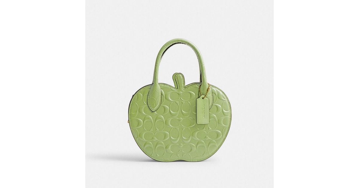 COACH Apple Bag In Signature Leather in Green Lyst