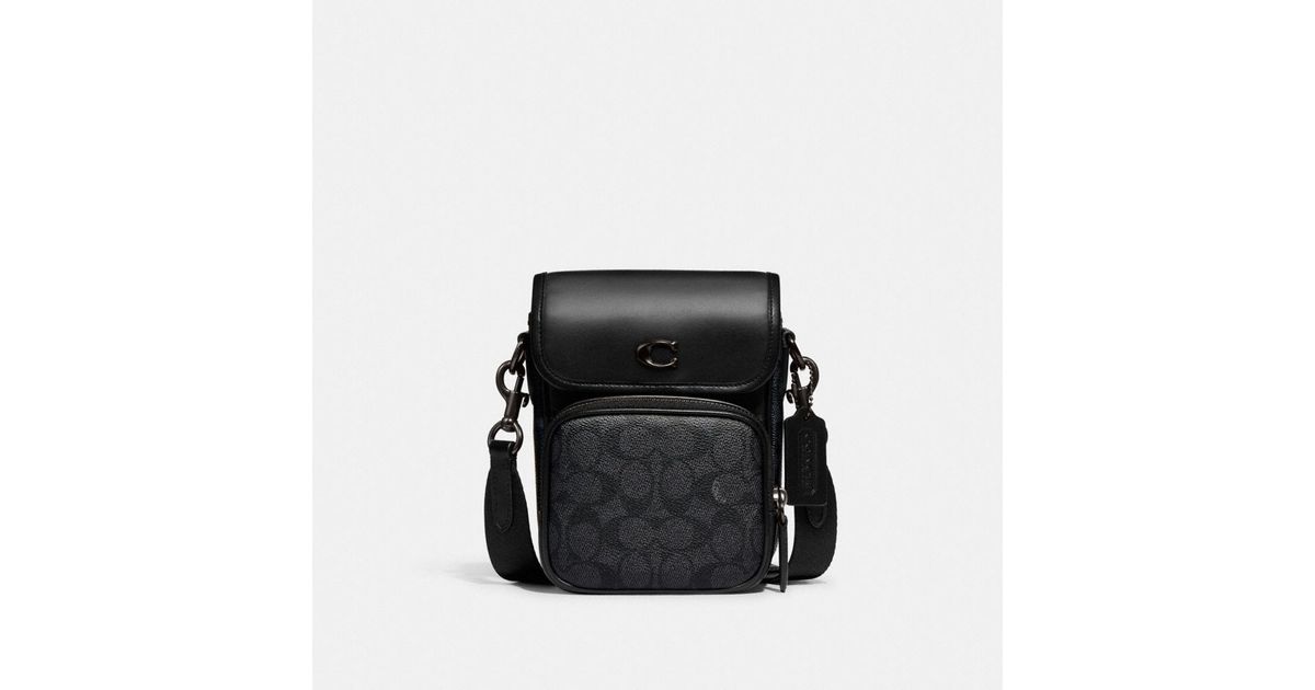 COACH Leather And Monogramcoated Canvas Crossbody Bag in Black for