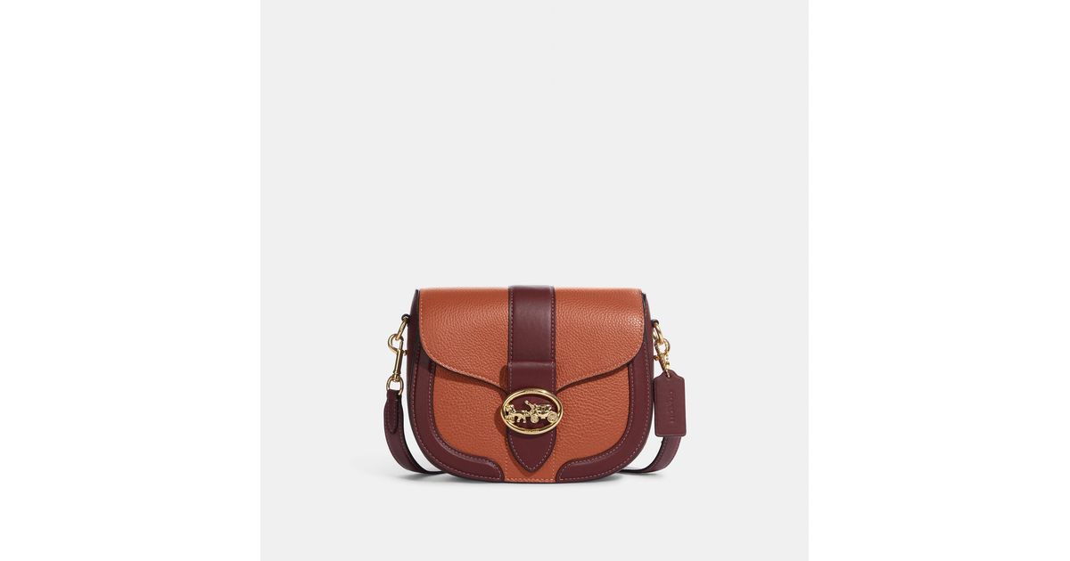 Coach Outlet Leather Saddle Bag In Colorblock in Brown Lyst