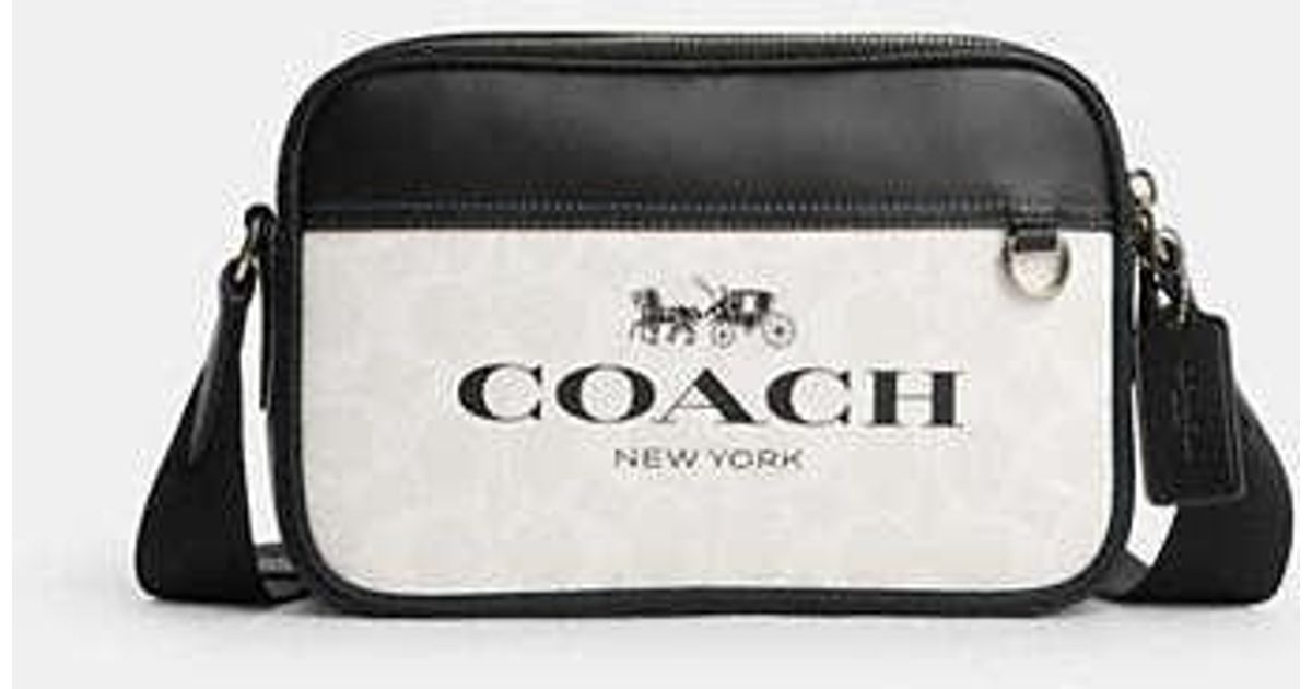 COACH Graham Crossbody In Signature Canvas in Black for Men Lyst