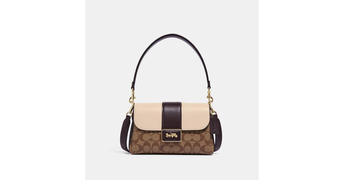 Coach Outlet Grace Shoulder Bag In Signature Canvas in Beige (Black) Lyst