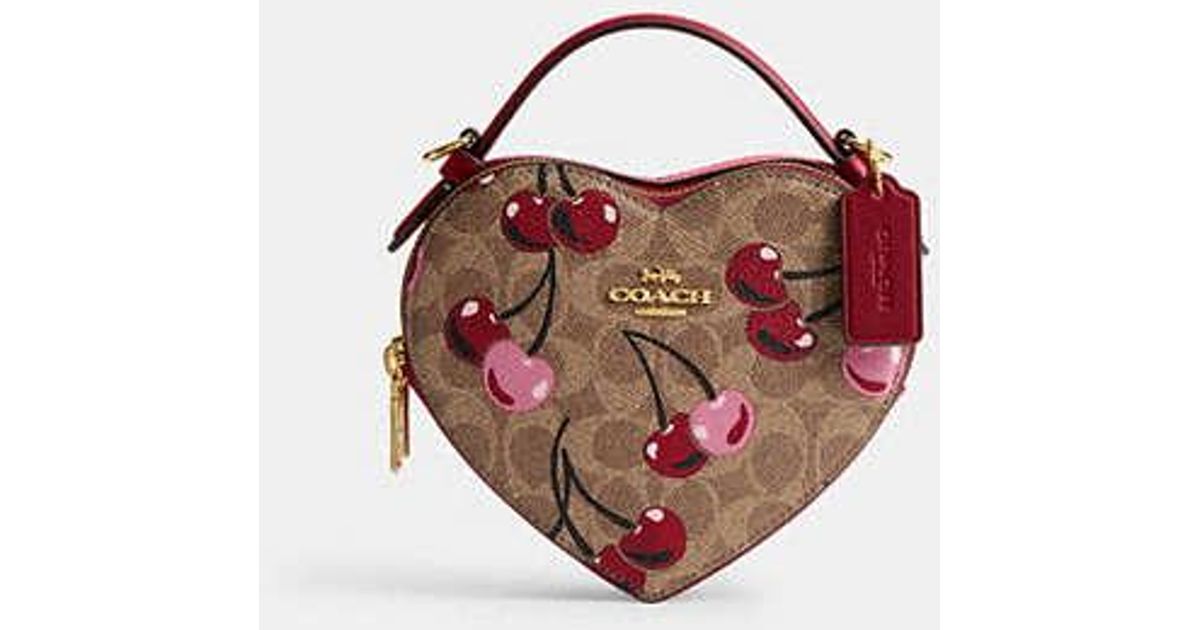 COACH Heart Crossbody Bag With Cherry Print in Black | Lyst