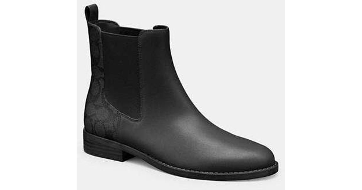 COACH Signature Canvas Slip-On Ankle Booties in Black | Lyst