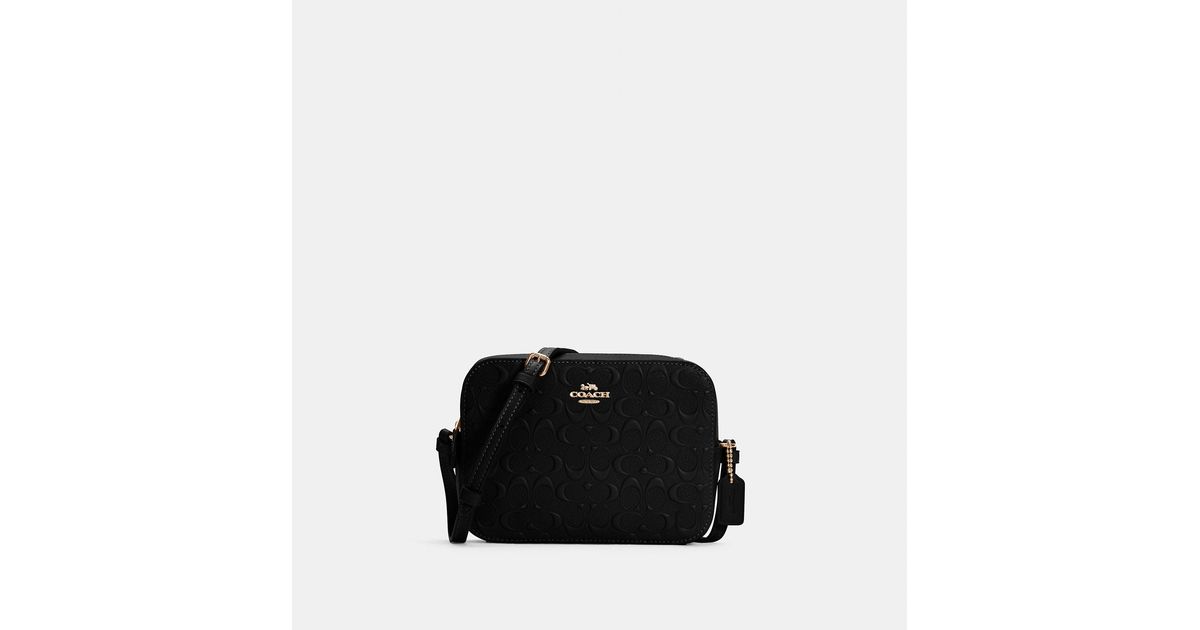 COACH Mini Camera Bag In Signature Leather in Black