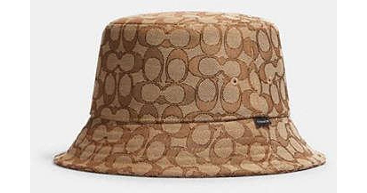 COACH Signature Jacquard Bucket Hat in Brown | Lyst UK