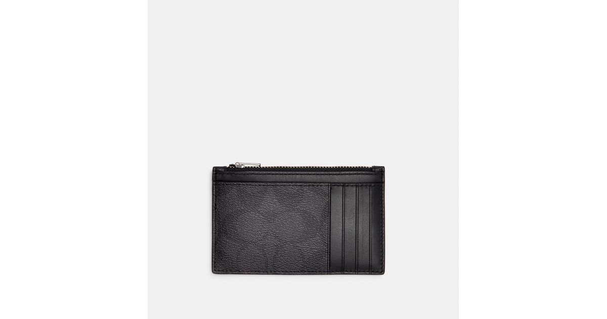 COACH Zip Card Case In Signature Canvas in Black for Men Lyst