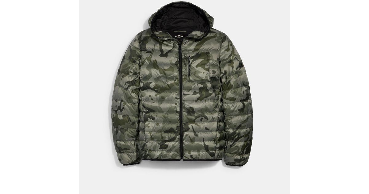 coach hooded down jacket
