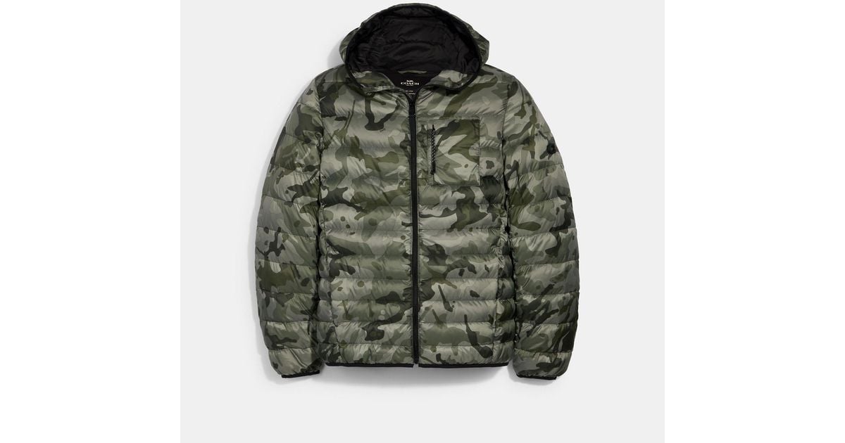 Coach Outlet Packable Hooded Down Jacket in Green for Men | Lyst