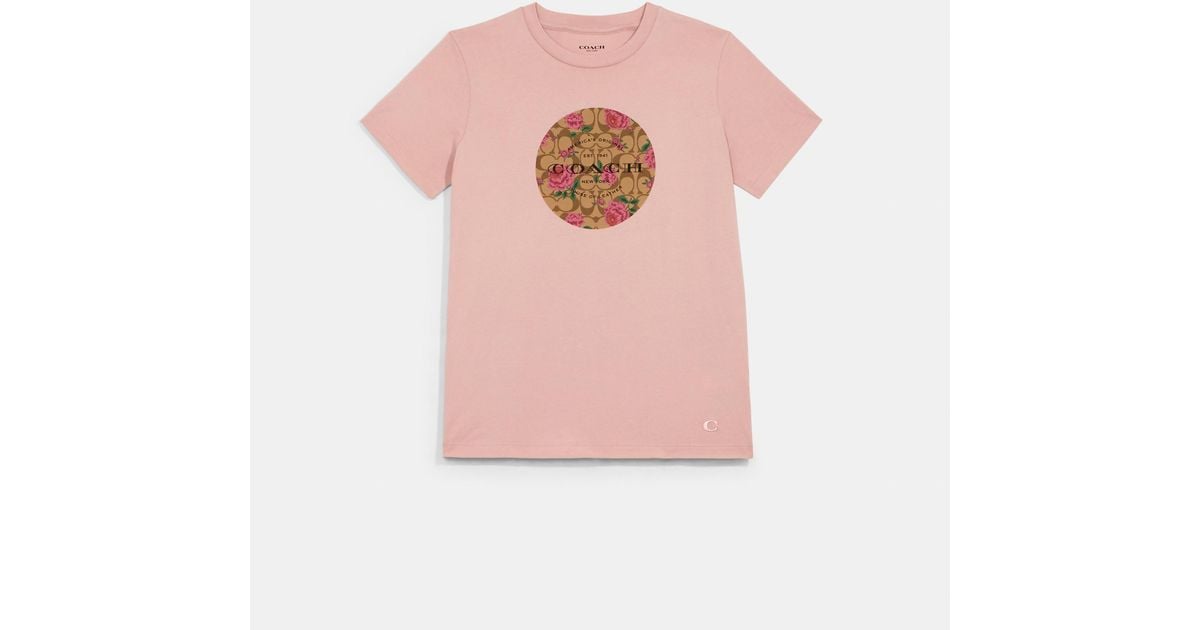 COACH Signature Floral T-shirt in Pink | Lyst