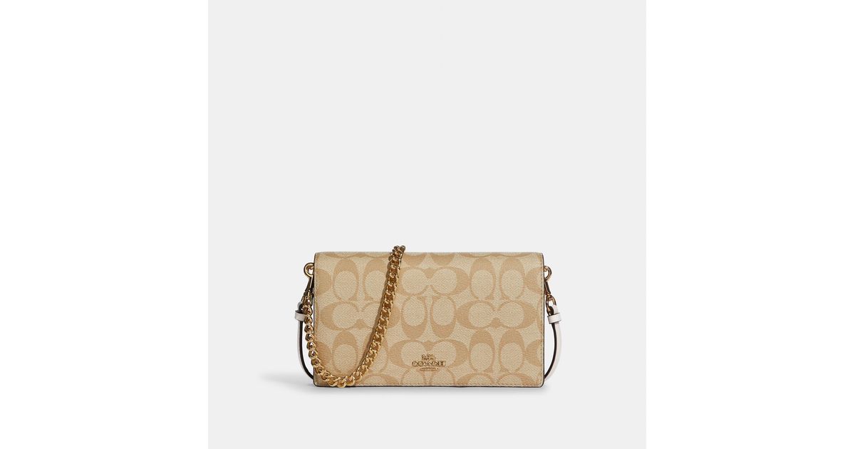 Coach Outlet Anna Foldover Clutch Crossbody With Chain In Signature
