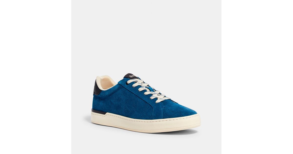 COACH Suede Clip Low Top Sneaker in Bright Cobalt (Blue) for Men - Lyst
