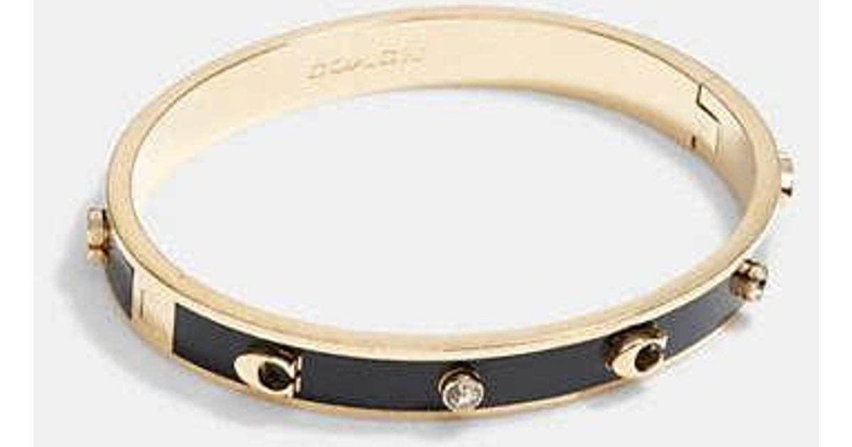 COACH Signature And Stone Hinged Bangle in White | Lyst UK