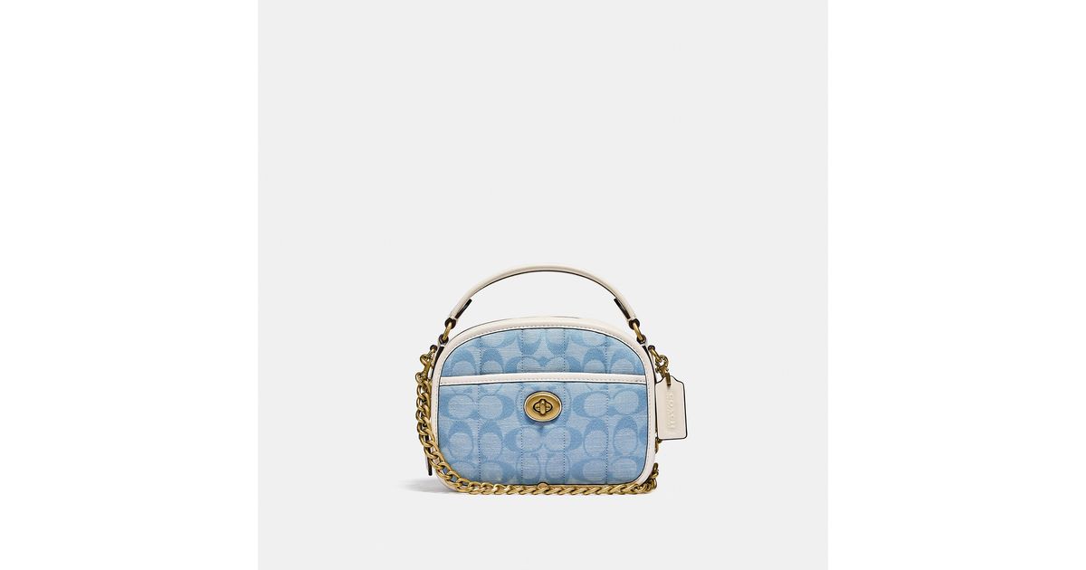 COACH Lunchbox Top Handle In Signature Chambray With Quilting in Blue