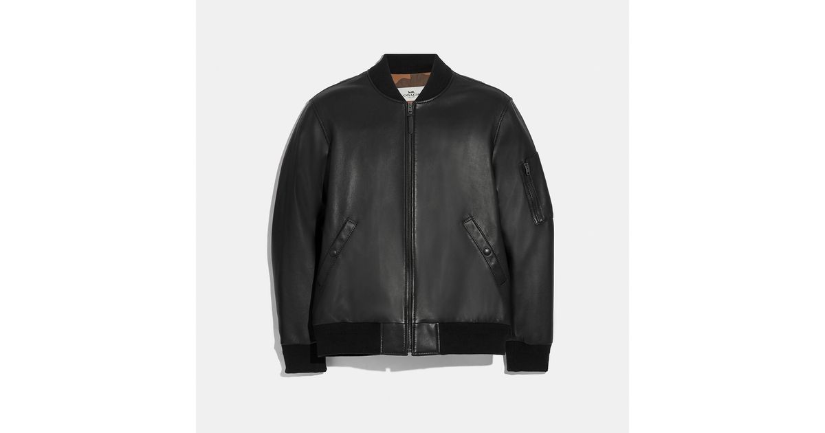 COACH Leather Ma-1 Jacket in Black for Men - Lyst