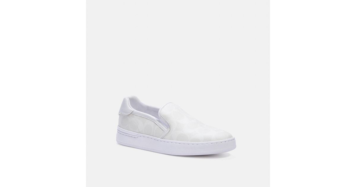 COACH Canvas Wells Slip On Sneaker in White | Lyst