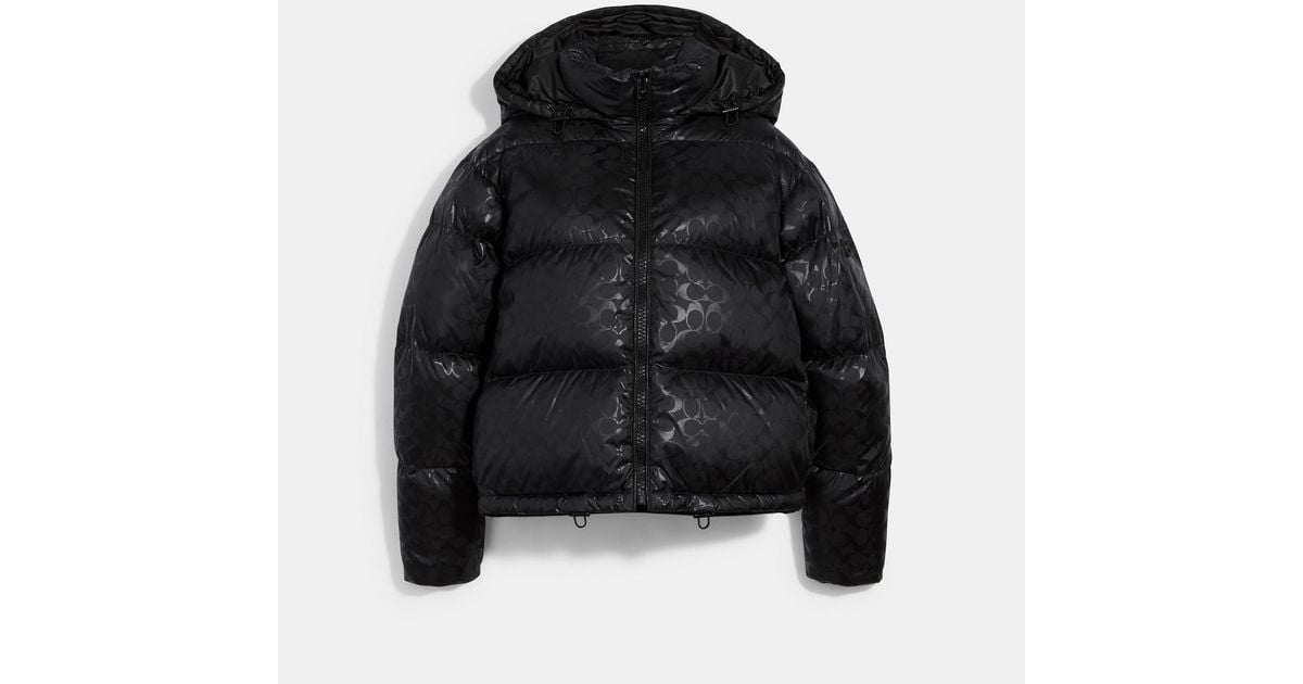 COACH Signature Short Puffer in Black | Lyst