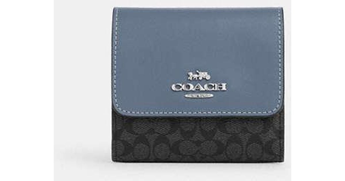 COACH Small Trifold Wallet In Colorblock Micro Signature Canvas in