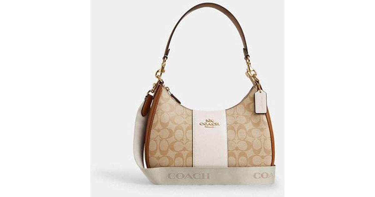 COACH Teri Hobo Bag In Signature Canvas With Stripe in Black | Lyst