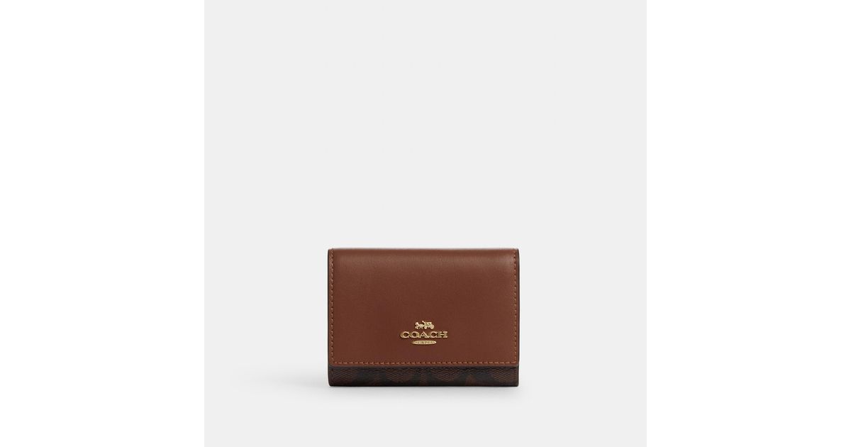 Coach Outlet Micro Wallet In Signature Canvas in Brown