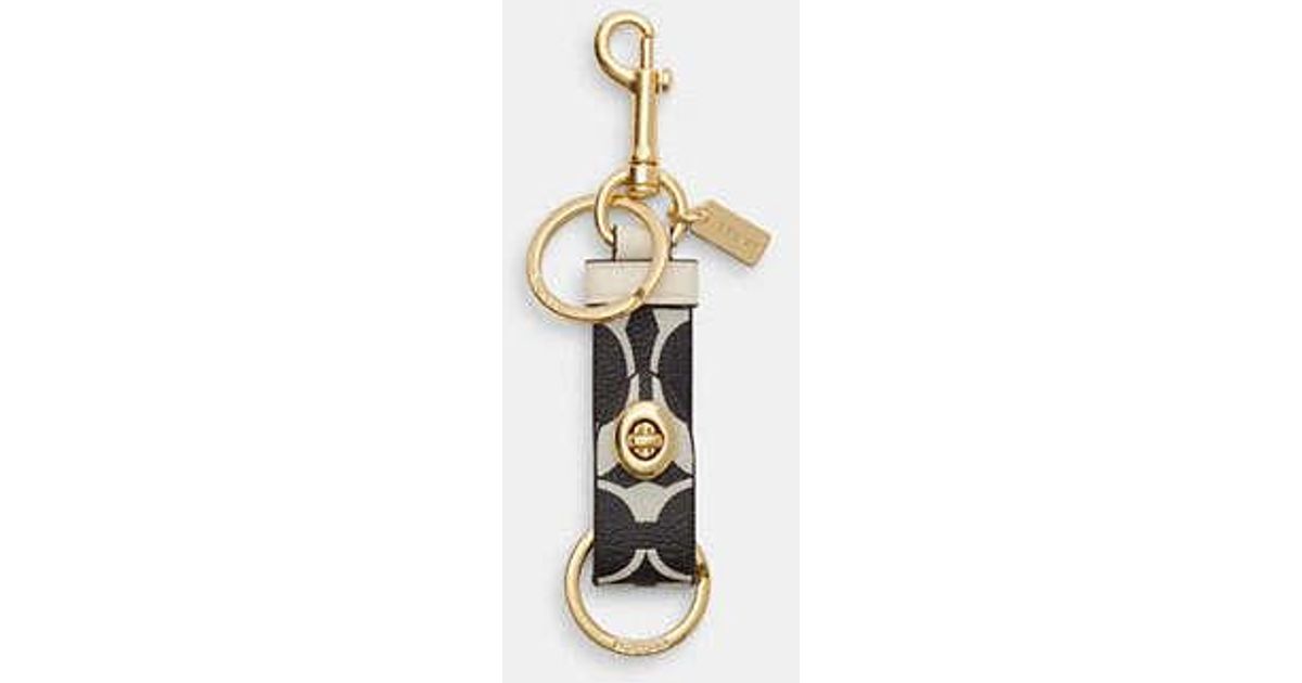 COACH Trigger Snap Bag Charm In Signature Canvas in Metallic Lyst