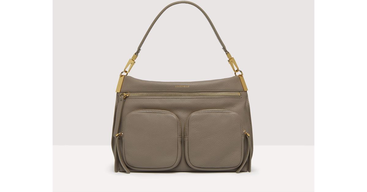 Coccinelle Grained Leather Handbag Hyle Medium in Gray | Lyst