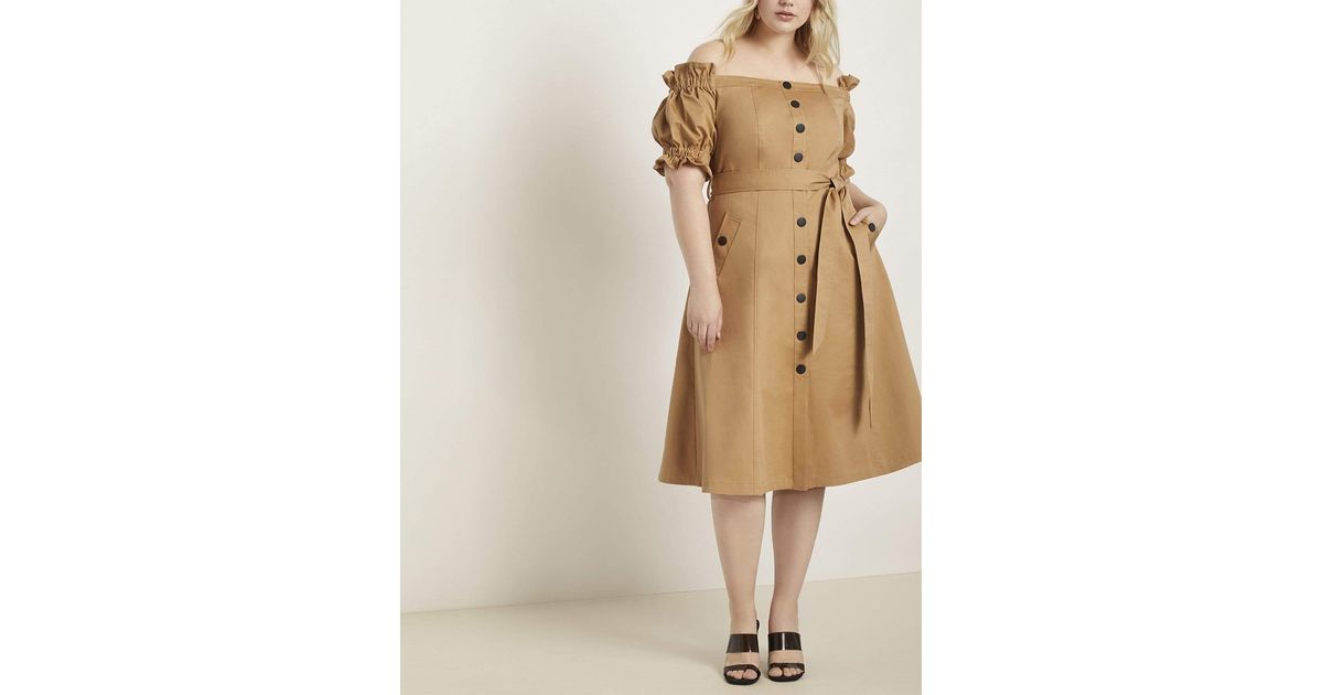 off the shoulder trench coat dress