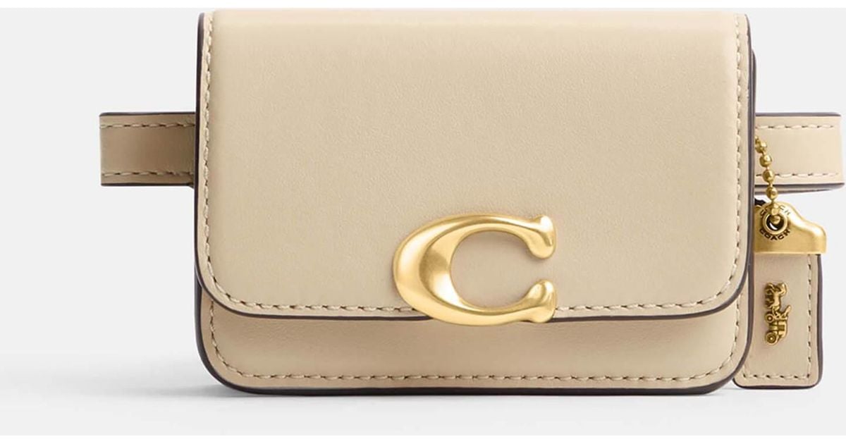COACH Bandit Luxe Refined Calf Leather Card Belt Bag in Natural | Lyst
