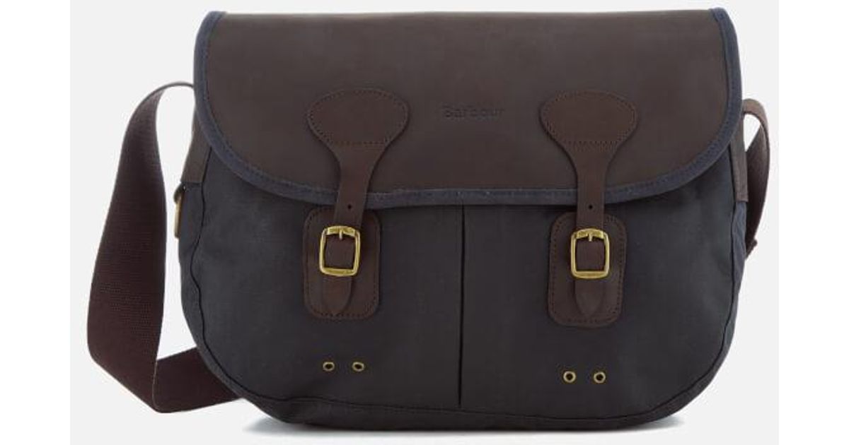 Barbour Men's Wax Leather Terras Bag in Blue for Men | Lyst