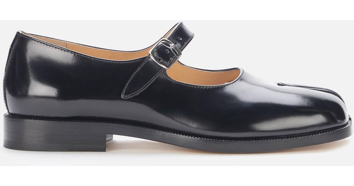 Maison Margiela Tabi Leather Mary-jane Flats in Black - Lyst