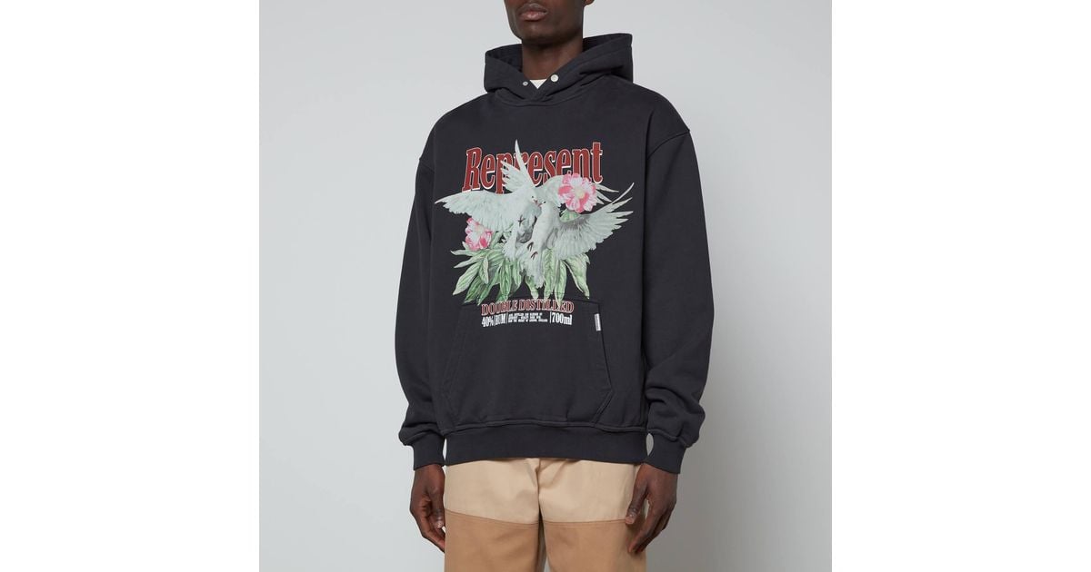 Represent Double Distilled Cottonjersey Hoodie in Black for Men Lyst