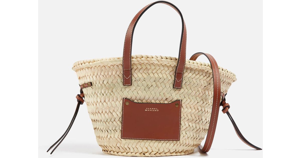 Isabel Marant Cadix Mini Straw Tote Bag in Brown | Lyst