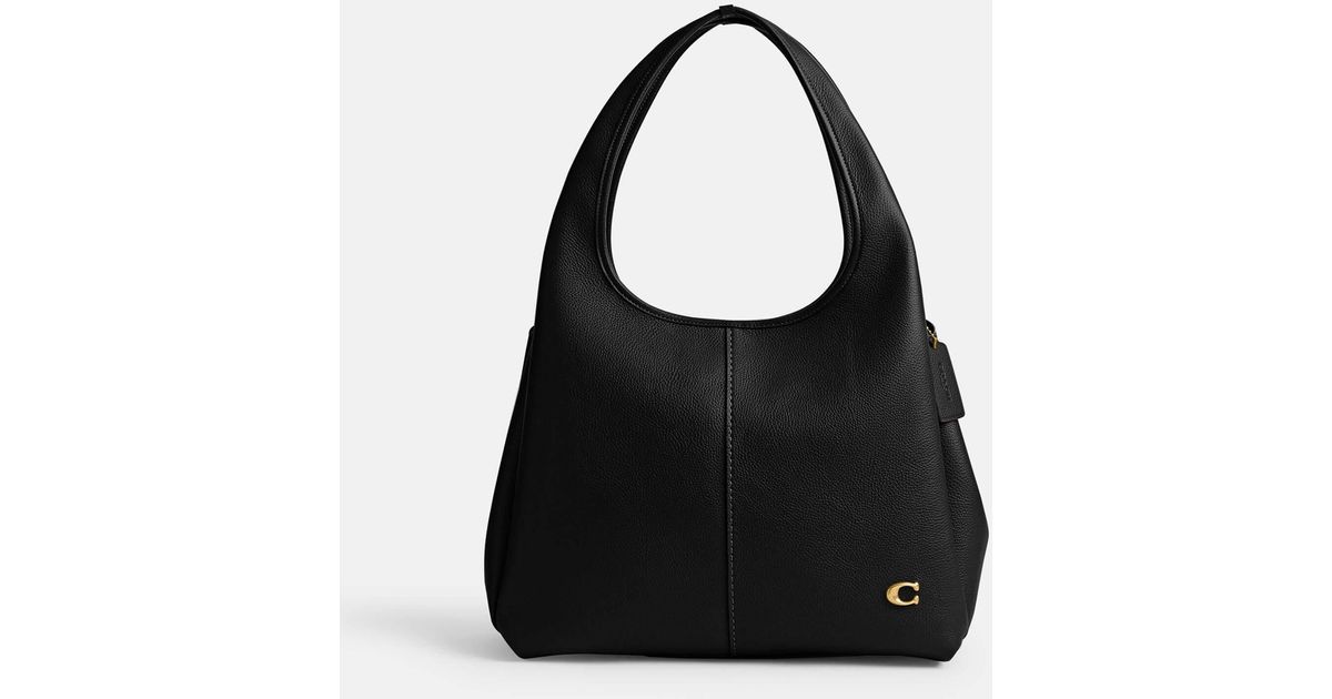 COACH Lana Polished Pebble Leather Shoulder Bag in Black | Lyst