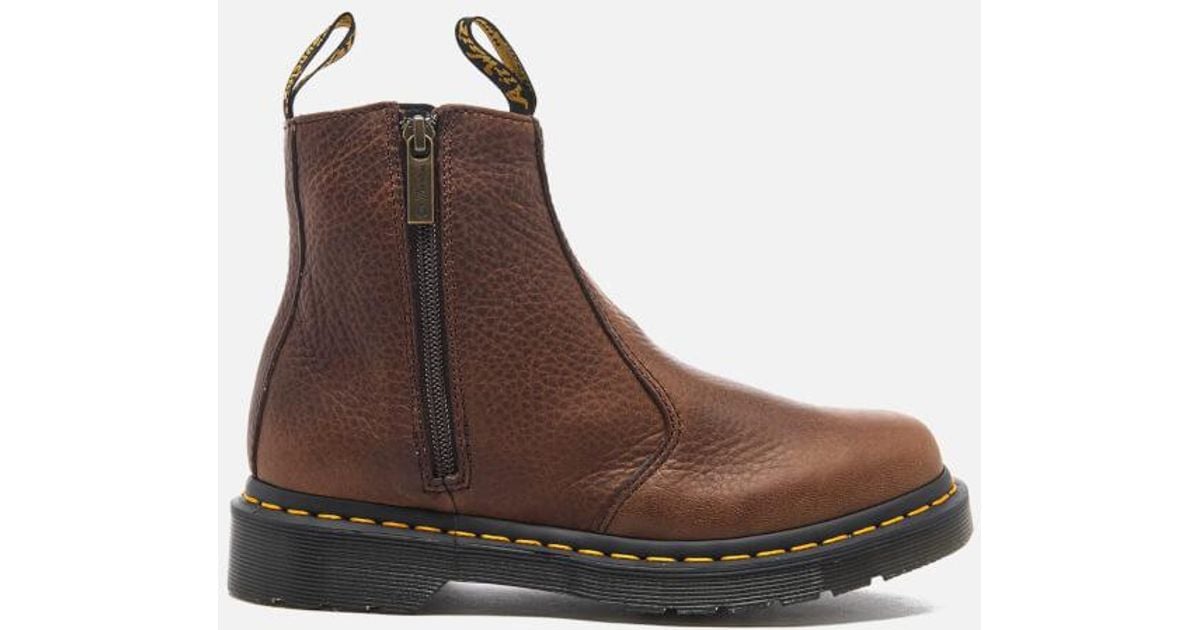 Dr. Martens Leather Women's 2976 Chelsea Boots With Zips in Brown