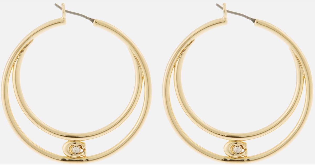 COACH C Double Hoop Earrings in Gold (Metallic) Lyst