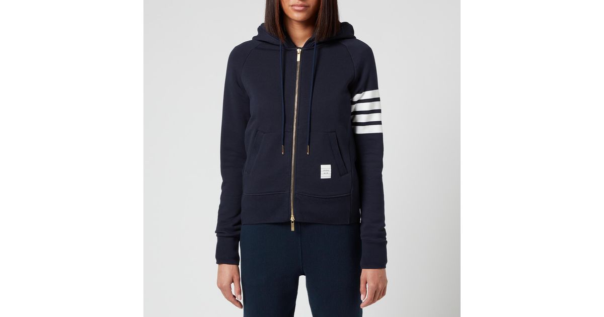 Thom Browne Cotton 4-bar Classic Loopback Zip Hoodie in Blue | Lyst Canada