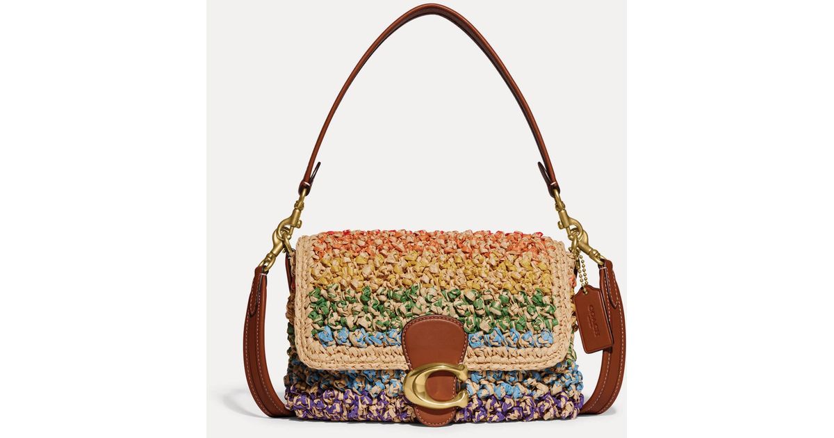 COACH Rainbow Straw Soft Tabby Raffia Shoulder Bag in Metallic Lyst