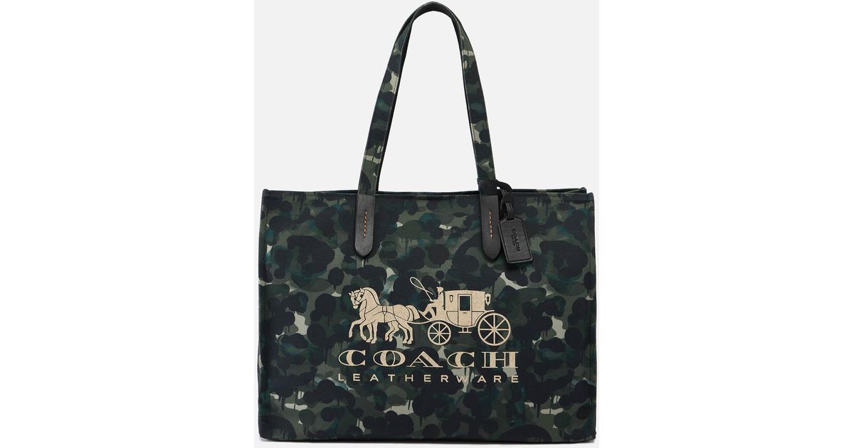 COACH Leathertrimmed Camouflageprint Canvas Tote Bag in Black for Men