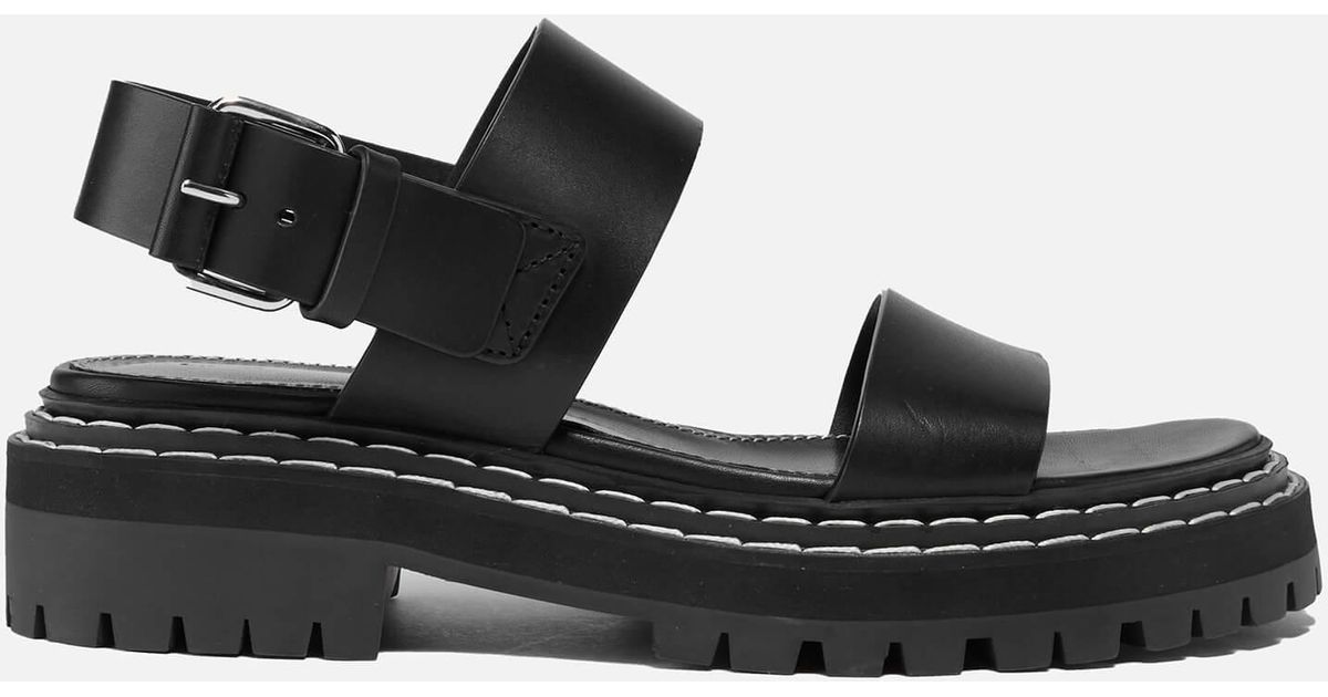 Proenza Schouler Lug Sole Leather Sandals in Black | Lyst