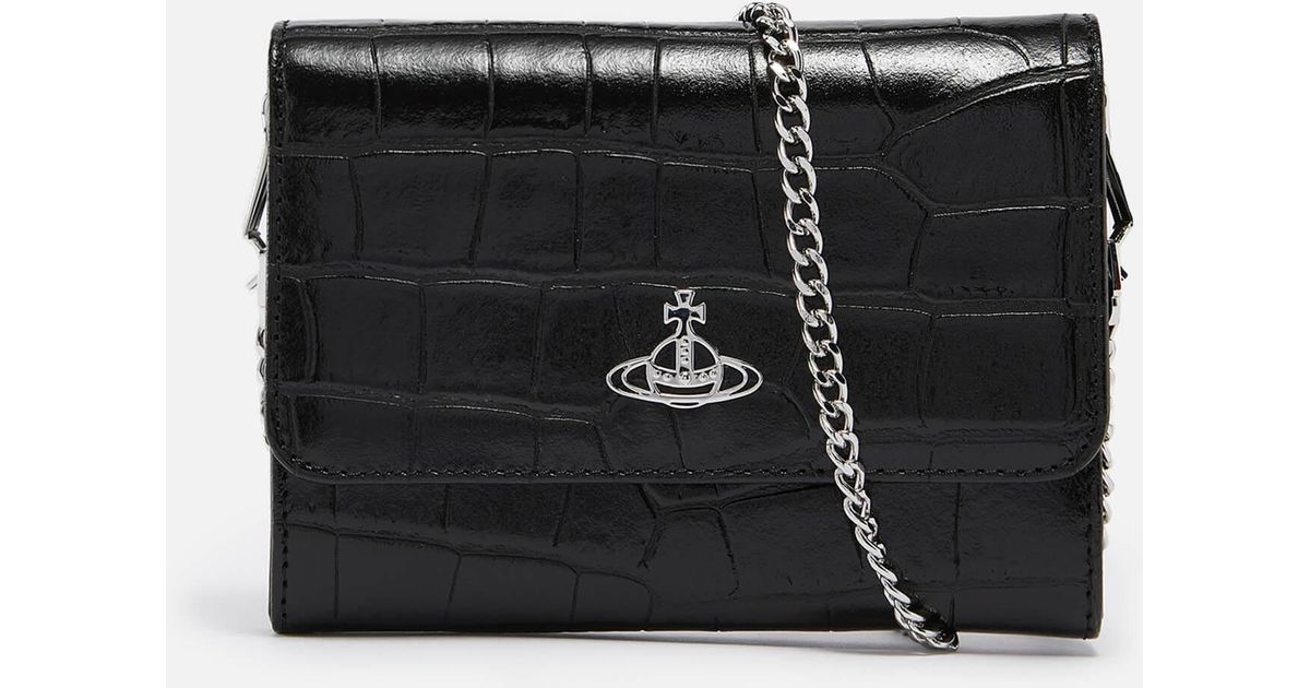 Vivienne Westwood Croceffect Leather Cross Body Bag in Black Lyst Canada