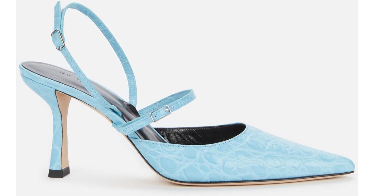 BY FAR Tiffany Embossed Leather Court Shoes in Blue - Lyst