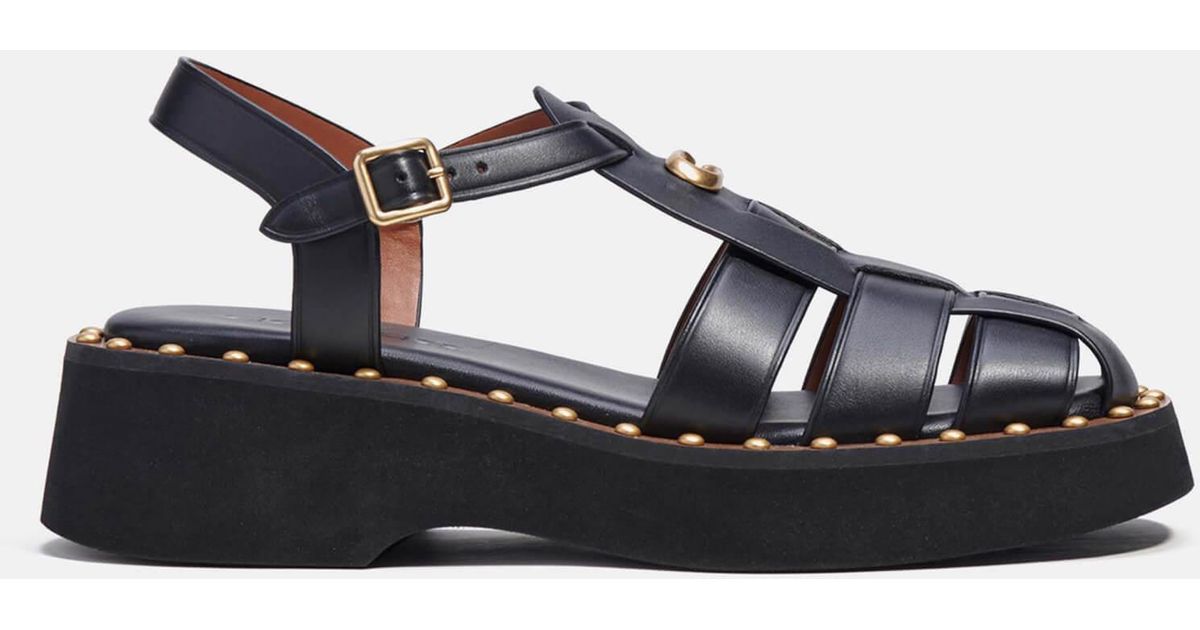COACH Vivienne Leather Sandals in Blue | Lyst