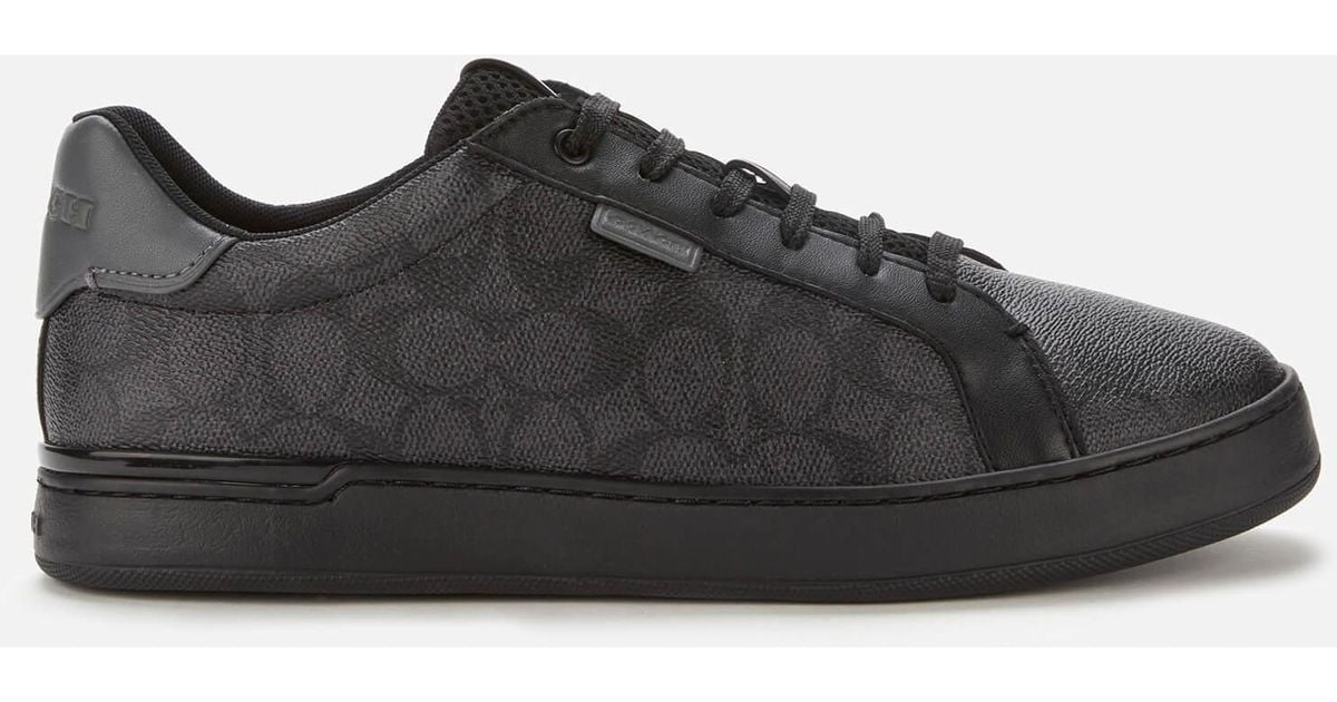 COACH Leather Lowline Signature Print Cupsole Trainers in Grey (Black) for Men - Lyst