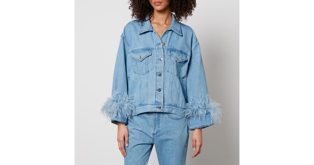 Marques#39;Almeida feather-cuff denim jacket - Blue