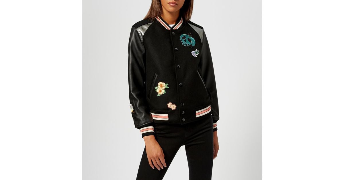 COACH Wool Disney X Coach Varsity Jacket in Black Lyst UK