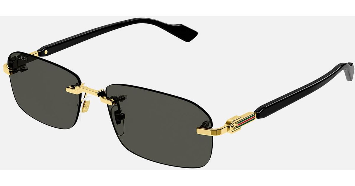 Rimless Rectangular-Frame Gold-Tone and Acetate Sunglasses