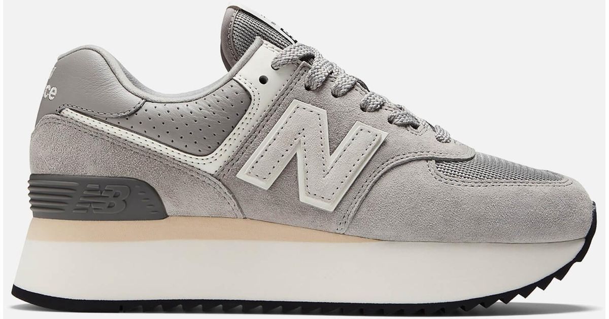 New Balance 574 Suede, Leather And Mesh Trainers in Gray | Lyst