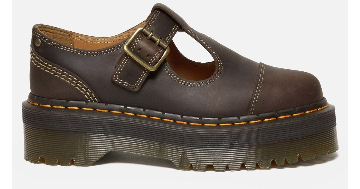 Dr. Martens Bethan Leather Quad Mary-Jane Shoes in Brown