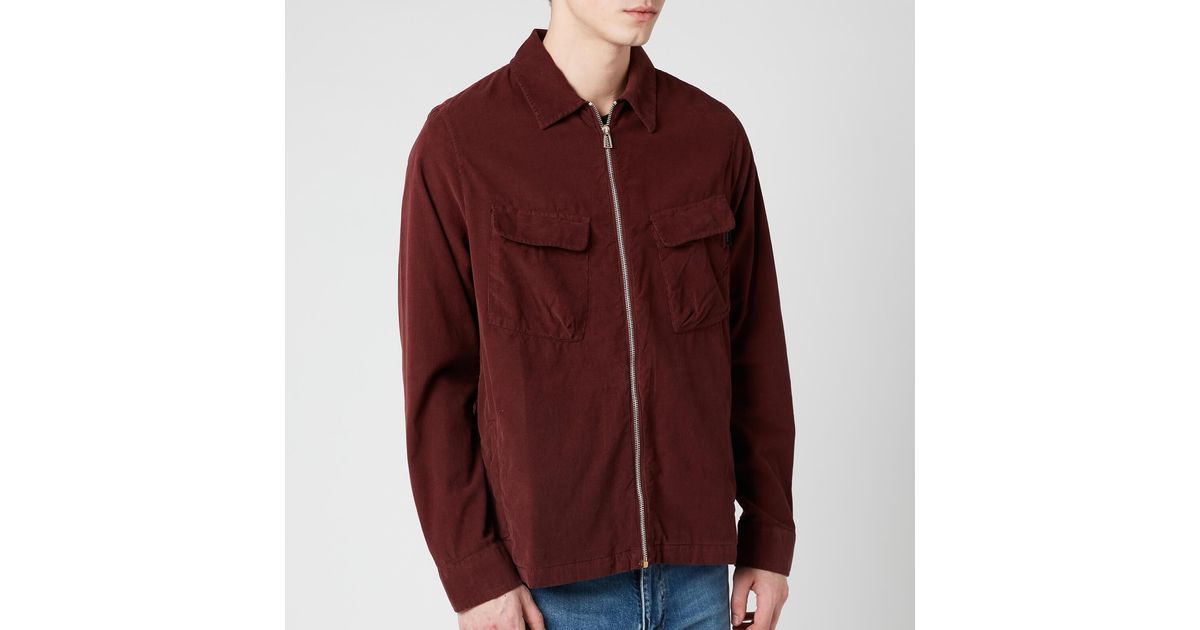 PS by Paul Smith Zipped Overshirt in Red for Men - Lyst
